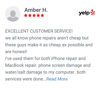 Amber H. review on yelp for ABQ Phone Repair