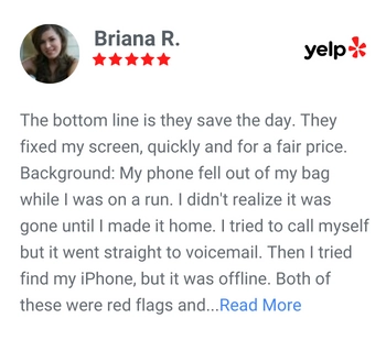 Briana R. review on yelp for ABQ Phone Repair