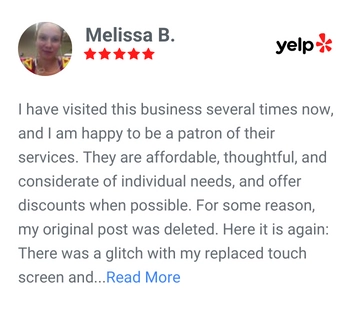 Melissa B. review on yelp for ABQ Phone Repair