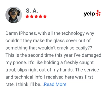S.A. review on yelp for ABQ Phone Repair